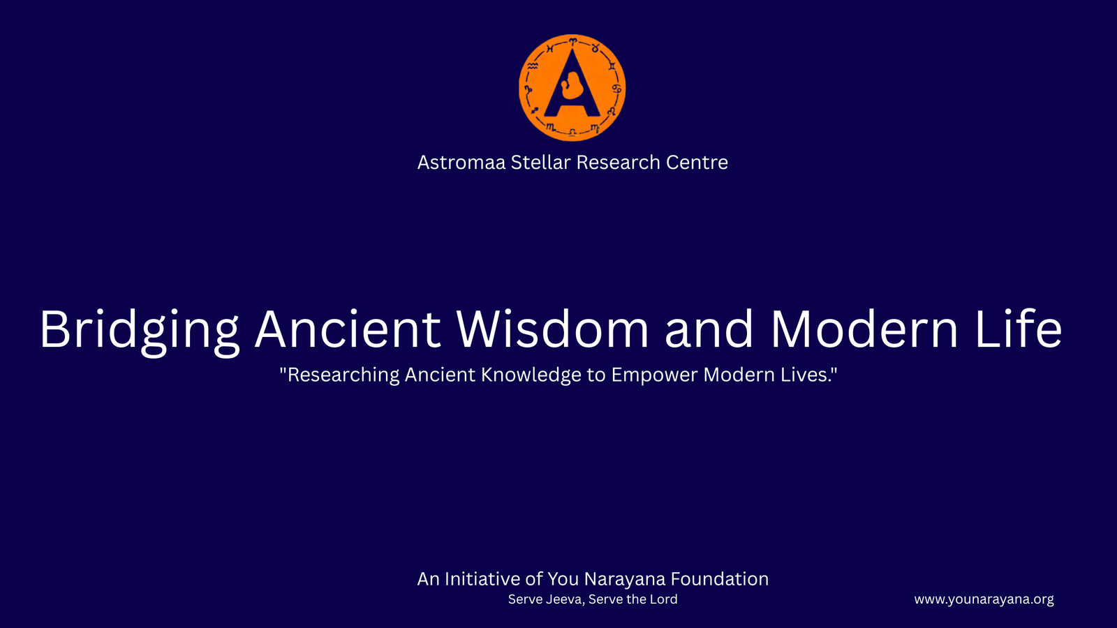 Astromaa Steller Research Centre banner showcasing its mission of bridging ancient wisdom and modern life through Vedic astrology, Nakshatra research, spiritual sciences, and conscious living.